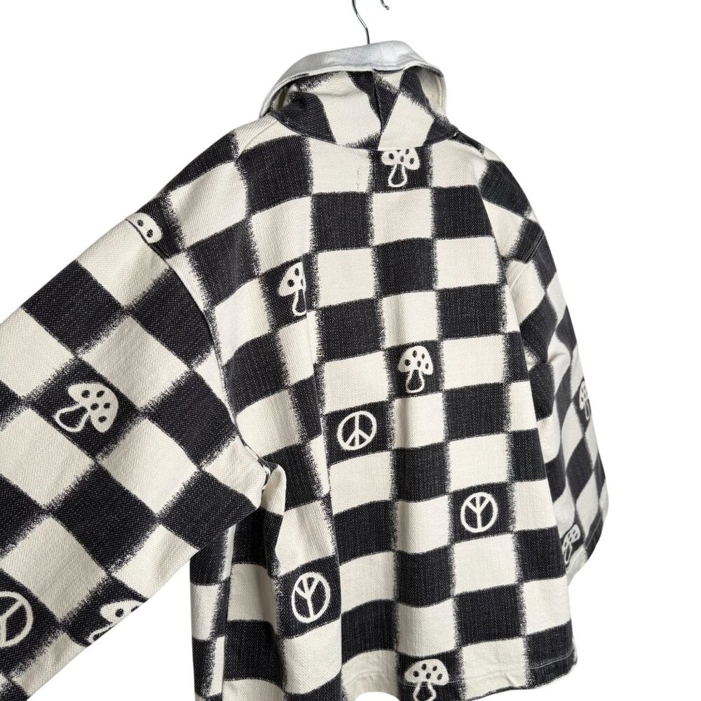 Urban Outfitters Checkered Jacket With Peace & Mushroom Print, XS/S - Picture 4 of 9